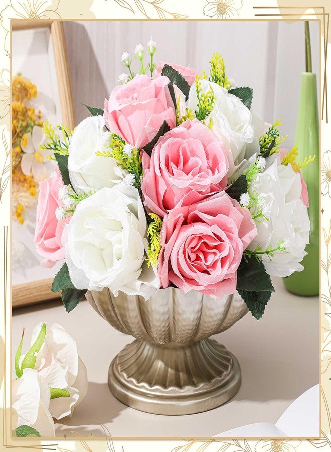 Ninehaoou 2 Pcs Metal Compote Bowl for Centerpiece Flower Holder Small Compote Vase Indoor Outdoor Flowers Fruits Plant for Christmas Wedding Home Party Decoration (Medium,Silver) - Image 4